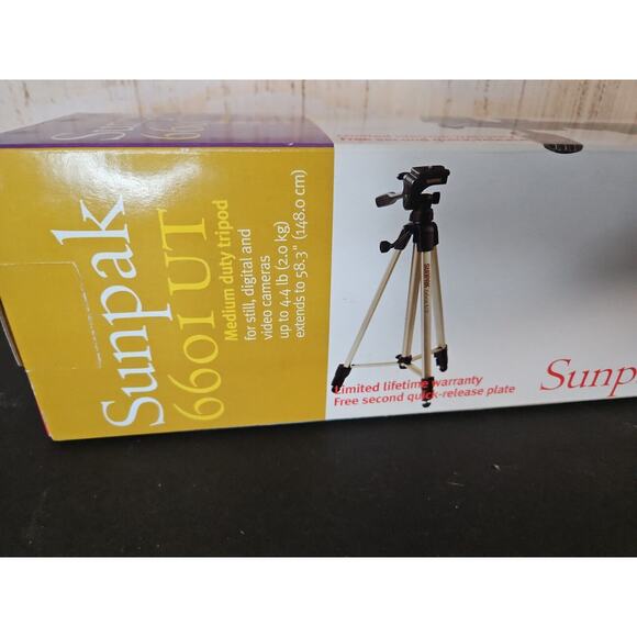 Sunpak 620-080 Tripod w/3-Way Pan Head Folded 20.8" Open 60.2" - Picture 7 of 9